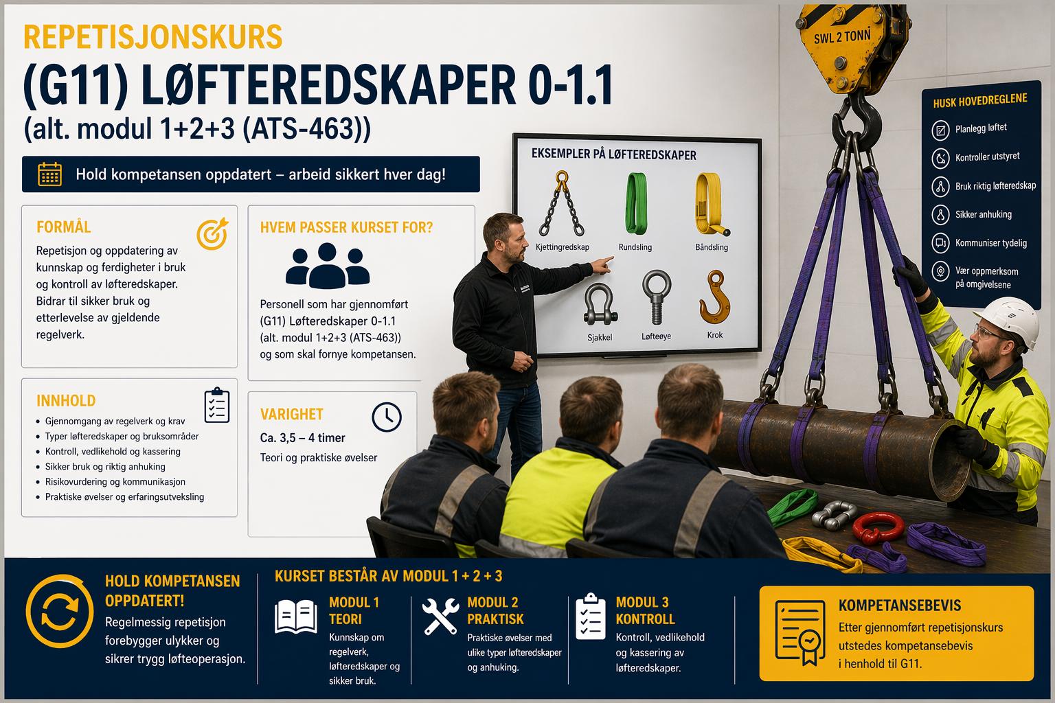 A4 - c) (G11) Løfteredskaper 0-1.1 (alt. modul 1+2+3 rep.kurs (ATS-463)